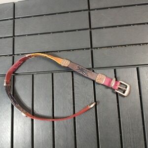VTG Brighton Belt Womens M Color Block Leather Brass Southwestern Cowgirl 91 HA